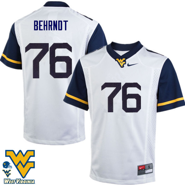 NCAA Men's Chase Behrndt West Virginia Mountaineers White #76 Nike Stitched Football College Authentic Jersey GI23V42XD
